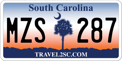 SC license plate MZS287