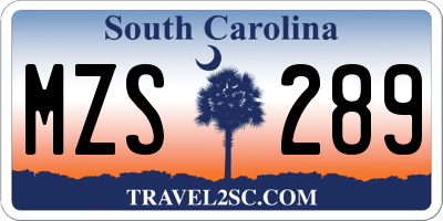 SC license plate MZS289