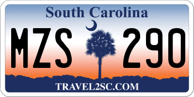 SC license plate MZS290
