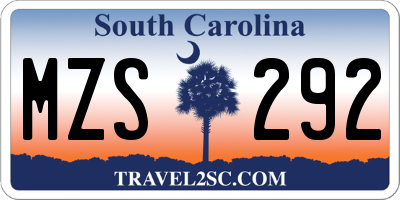 SC license plate MZS292