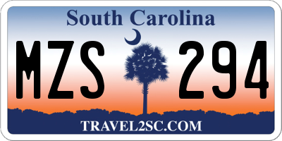 SC license plate MZS294