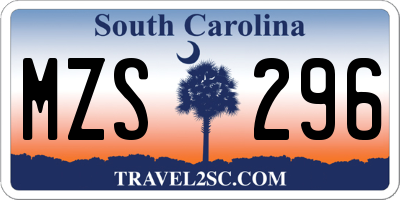 SC license plate MZS296