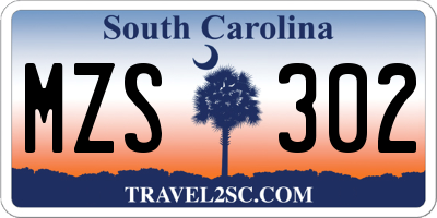 SC license plate MZS302
