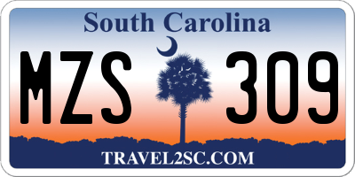 SC license plate MZS309