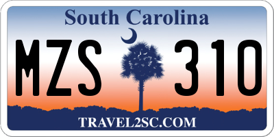 SC license plate MZS310