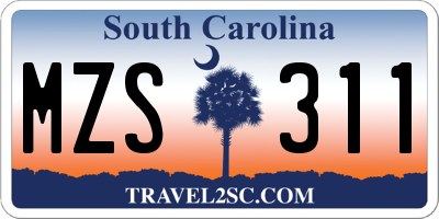 SC license plate MZS311