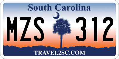 SC license plate MZS312