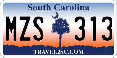 SC license plate MZS313