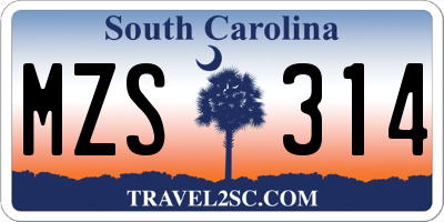SC license plate MZS314