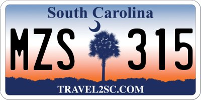 SC license plate MZS315