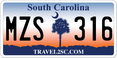 SC license plate MZS316