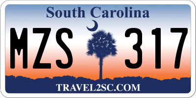 SC license plate MZS317