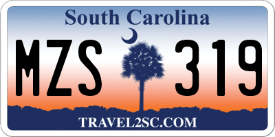 SC license plate MZS319