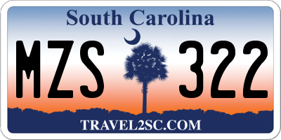 SC license plate MZS322