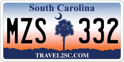 SC license plate MZS332