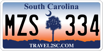SC license plate MZS334