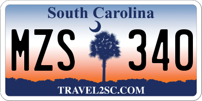 SC license plate MZS340