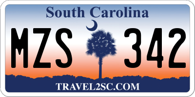 SC license plate MZS342