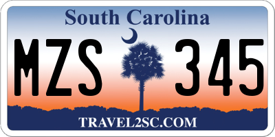 SC license plate MZS345