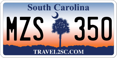 SC license plate MZS350