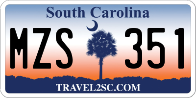 SC license plate MZS351