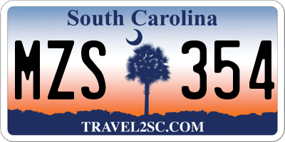 SC license plate MZS354