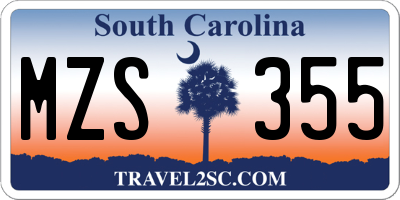 SC license plate MZS355