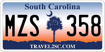 SC license plate MZS358