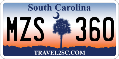 SC license plate MZS360