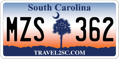 SC license plate MZS362