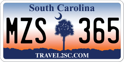 SC license plate MZS365