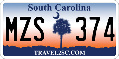 SC license plate MZS374