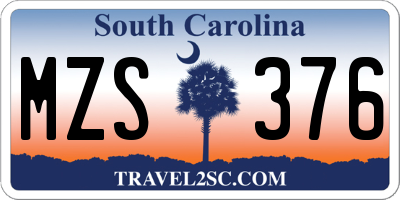 SC license plate MZS376