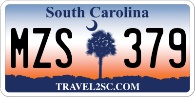 SC license plate MZS379