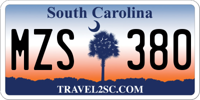 SC license plate MZS380