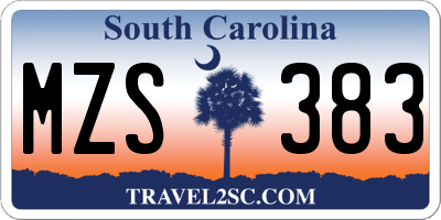 SC license plate MZS383