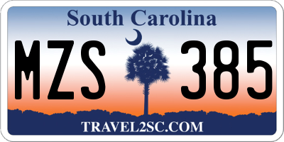 SC license plate MZS385