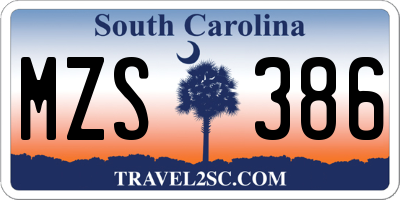 SC license plate MZS386