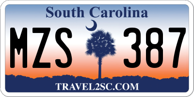 SC license plate MZS387