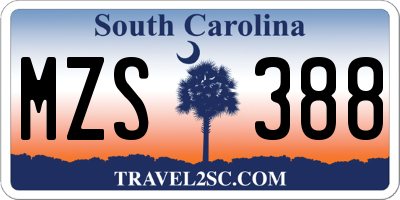 SC license plate MZS388