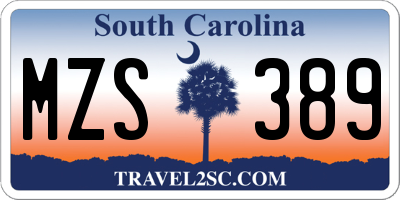 SC license plate MZS389