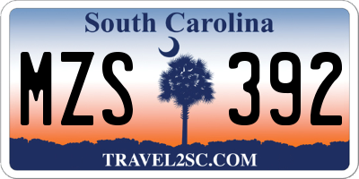 SC license plate MZS392