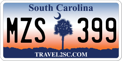 SC license plate MZS399