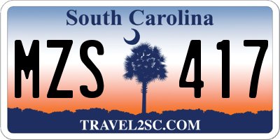 SC license plate MZS417