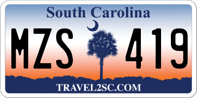 SC license plate MZS419
