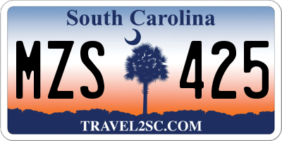 SC license plate MZS425