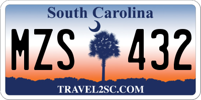 SC license plate MZS432