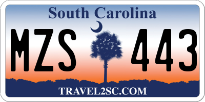 SC license plate MZS443