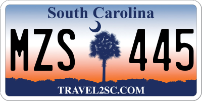 SC license plate MZS445