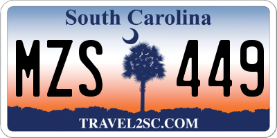 SC license plate MZS449